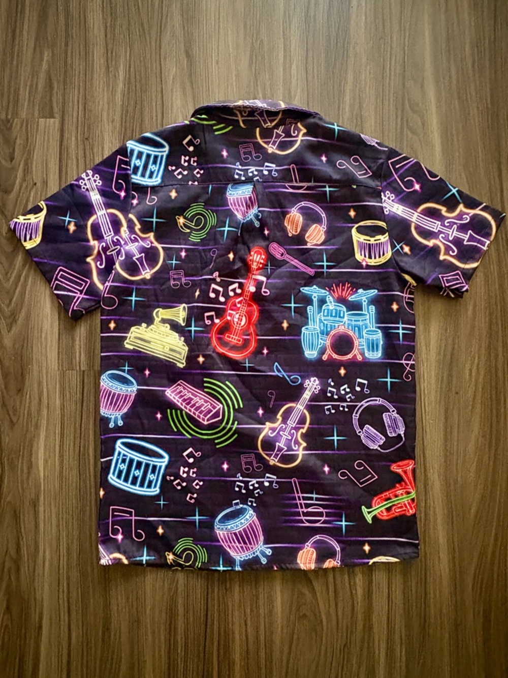 Neon Musical Instruments Button Down Party Short - Picture 8 of 10